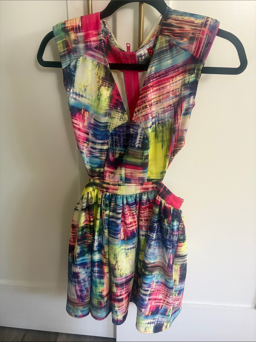 Colorful Abstract Print Fit-and-Flare Dress